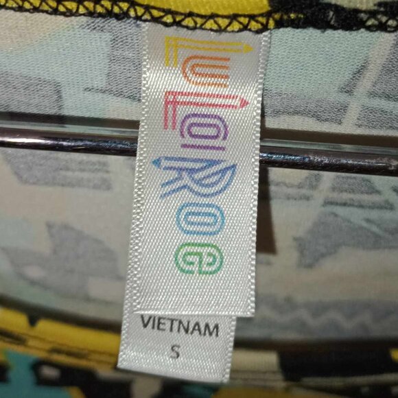 LuLaRoe Aqua + Yellow Geometric Print Top Size Small - Picture 7 of 9